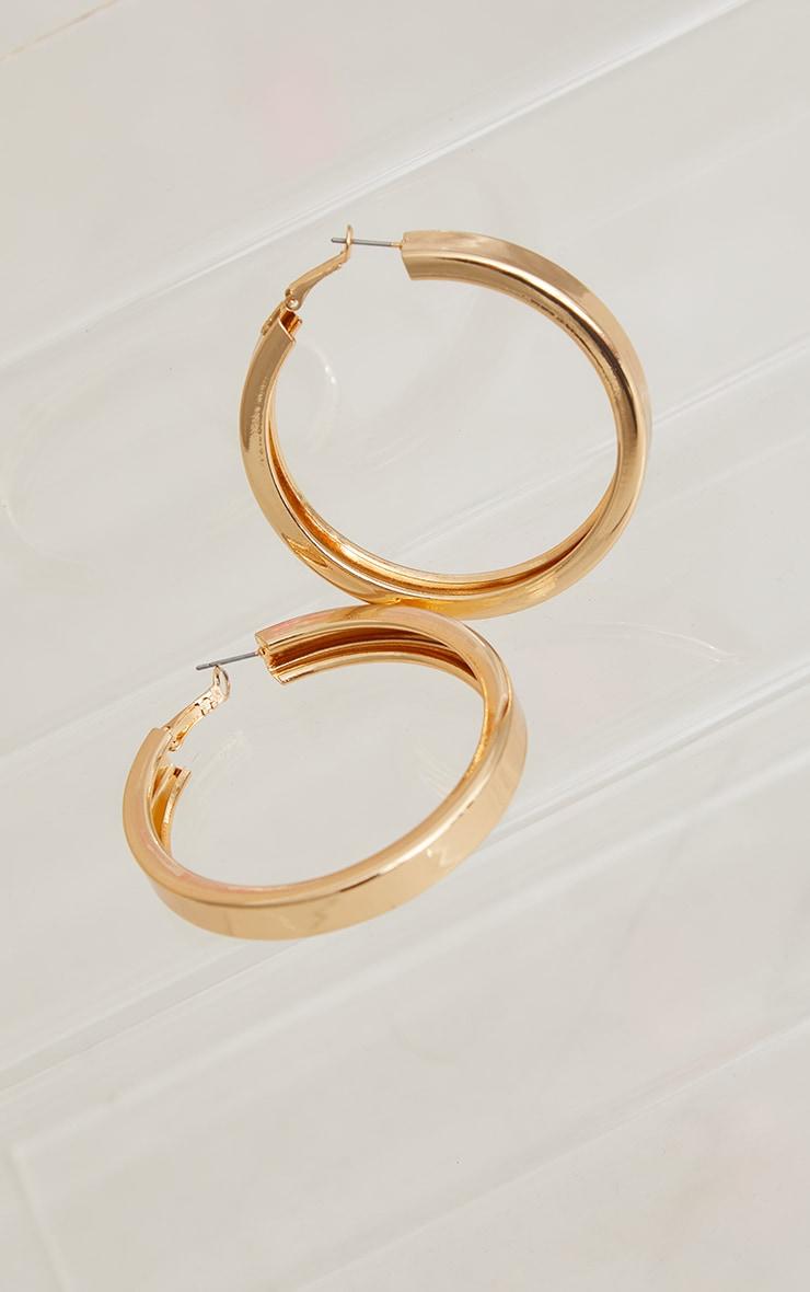 Gold Thick Chunky Statement Hoop Earrings Product Image