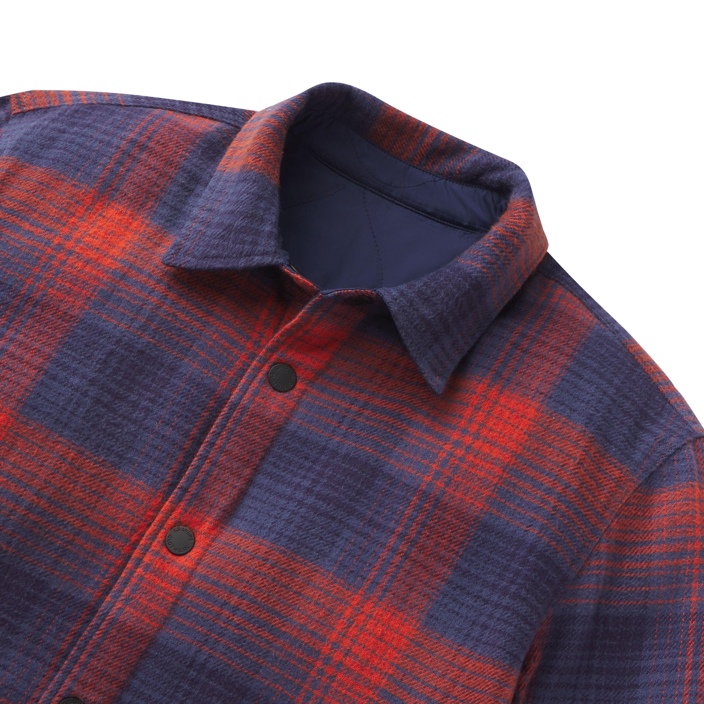 Quilted Flannel Reversible Shirt Jacket - Navy Product Image