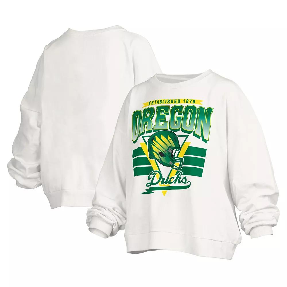 Women's Pressbox White Oregon Ducks Janice Retro Logo Over Product Image