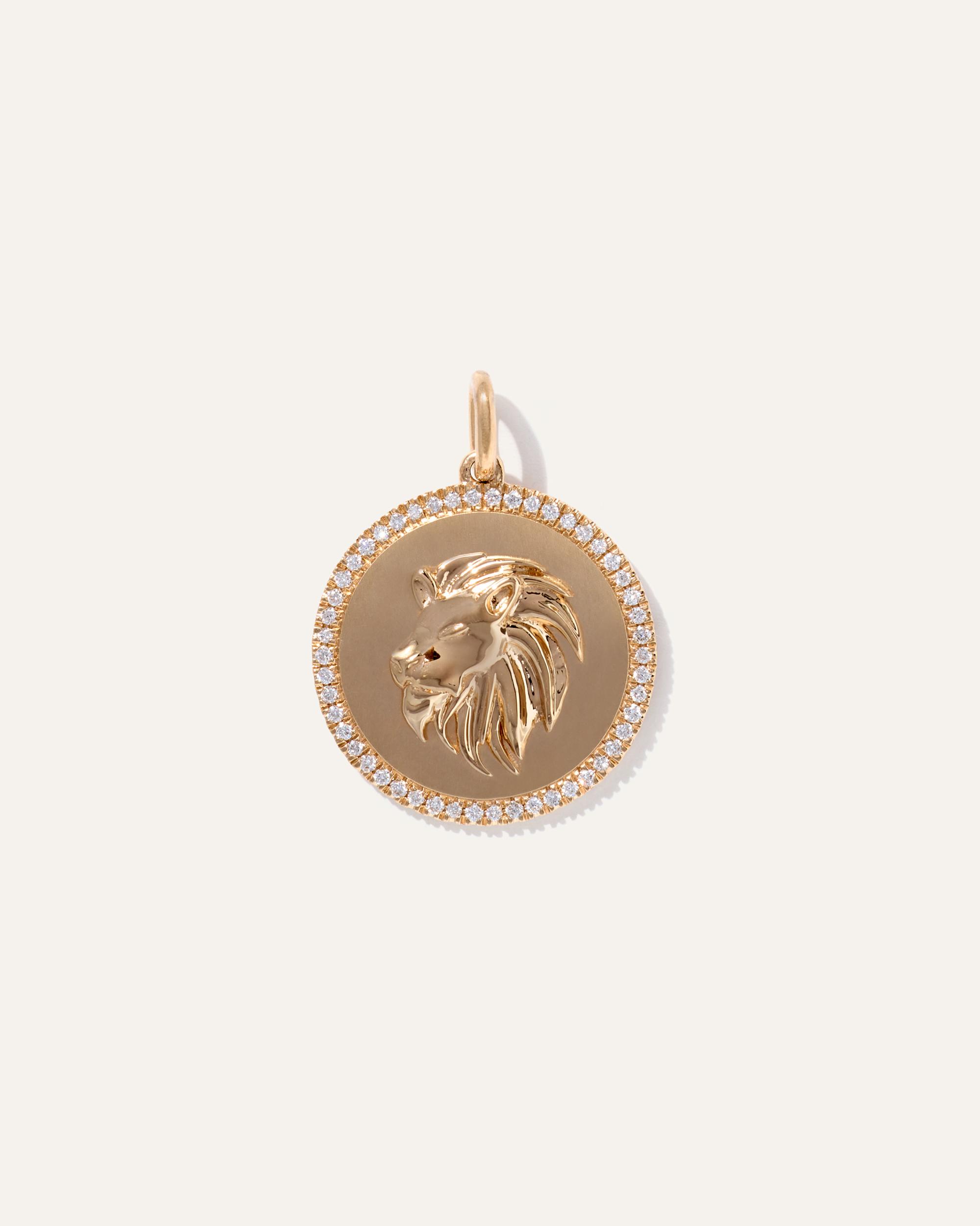 Quince | Women's 14K Gold Pave Zodiac Medallion Charm Product Image