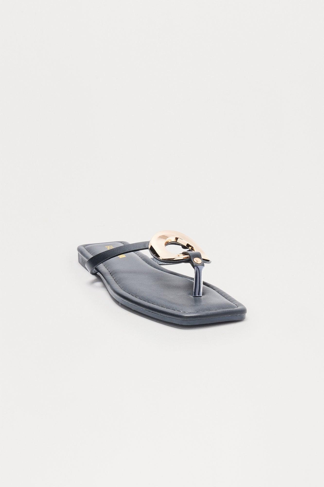 Sea Salt Hardware Flip Flops - Black Female Product Image