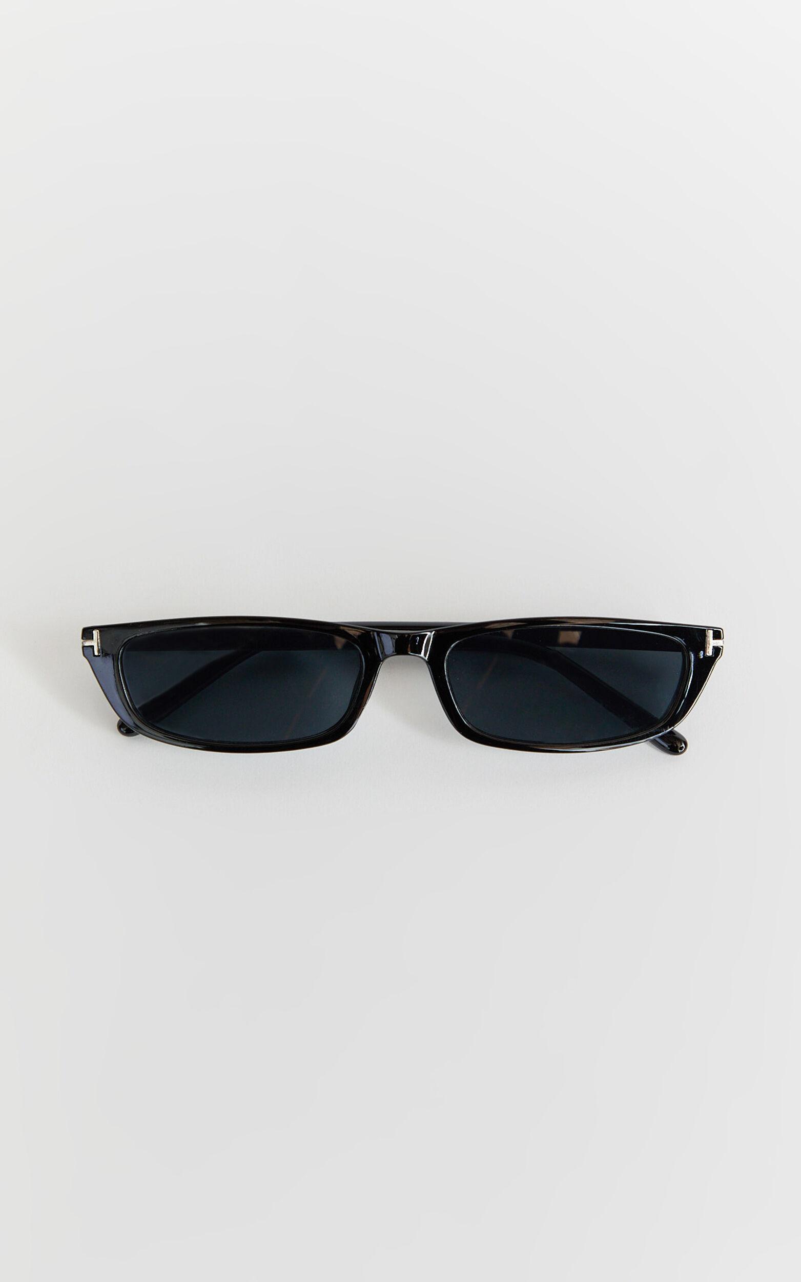 Colette Sunglasses - Small Rectangle Sunglasses in Black Product Image