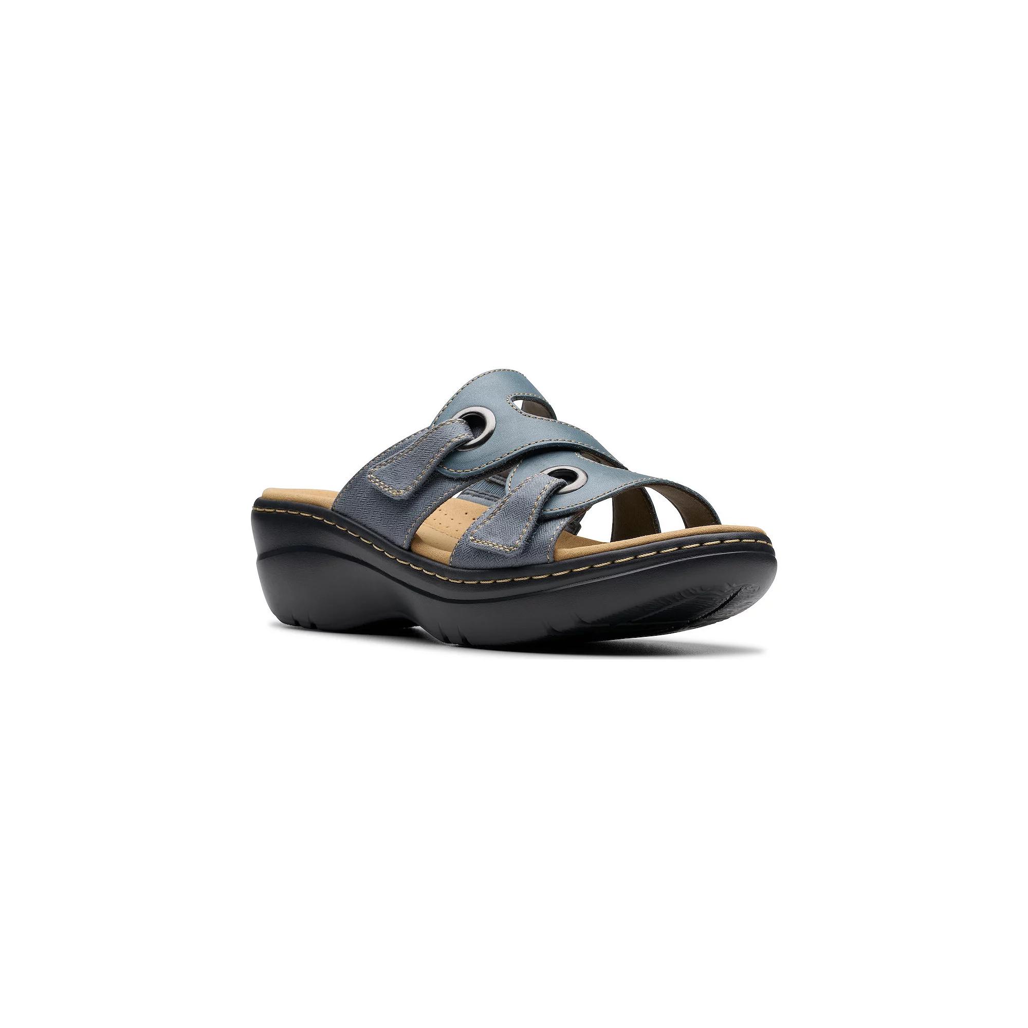 Clarks® Merliah2 Cove Women's Slide Platform Sandals, Size: 5, Blue Gray Leather Product Image