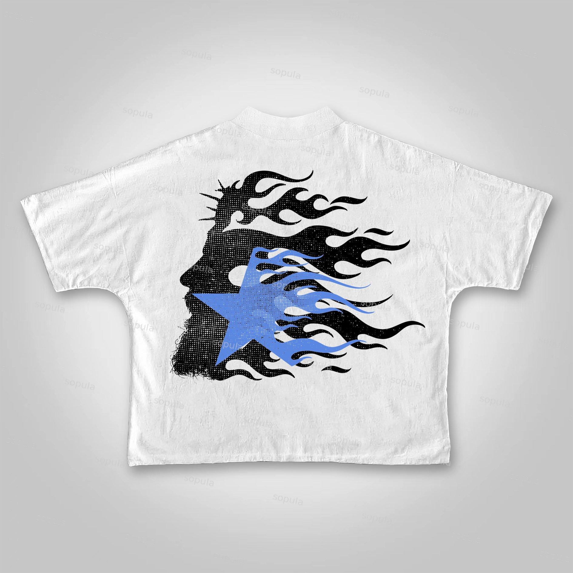 Sopula Vintage Flame Jesus Silhouette Network Cropped T-shirt Product Image