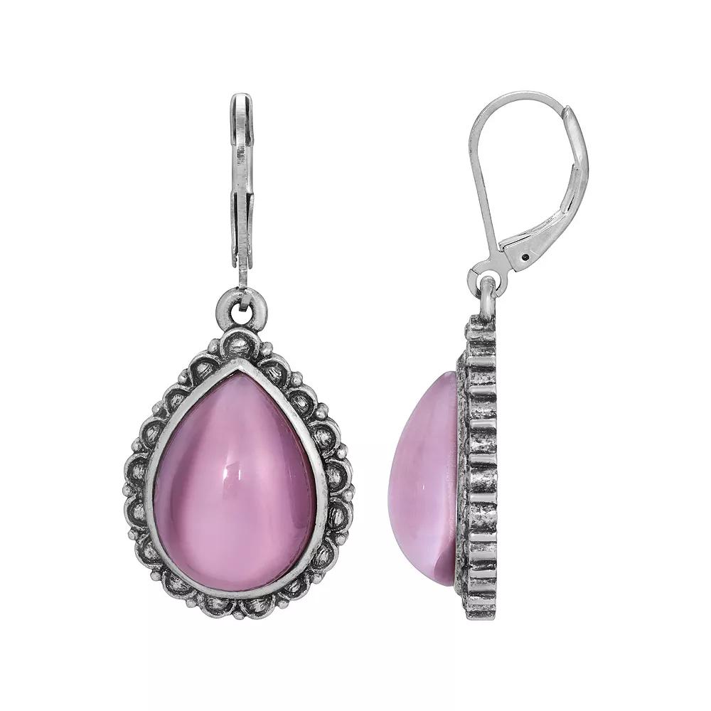 1928 Silver Tone Teardrop Earrings, Women's, Purple Product Image