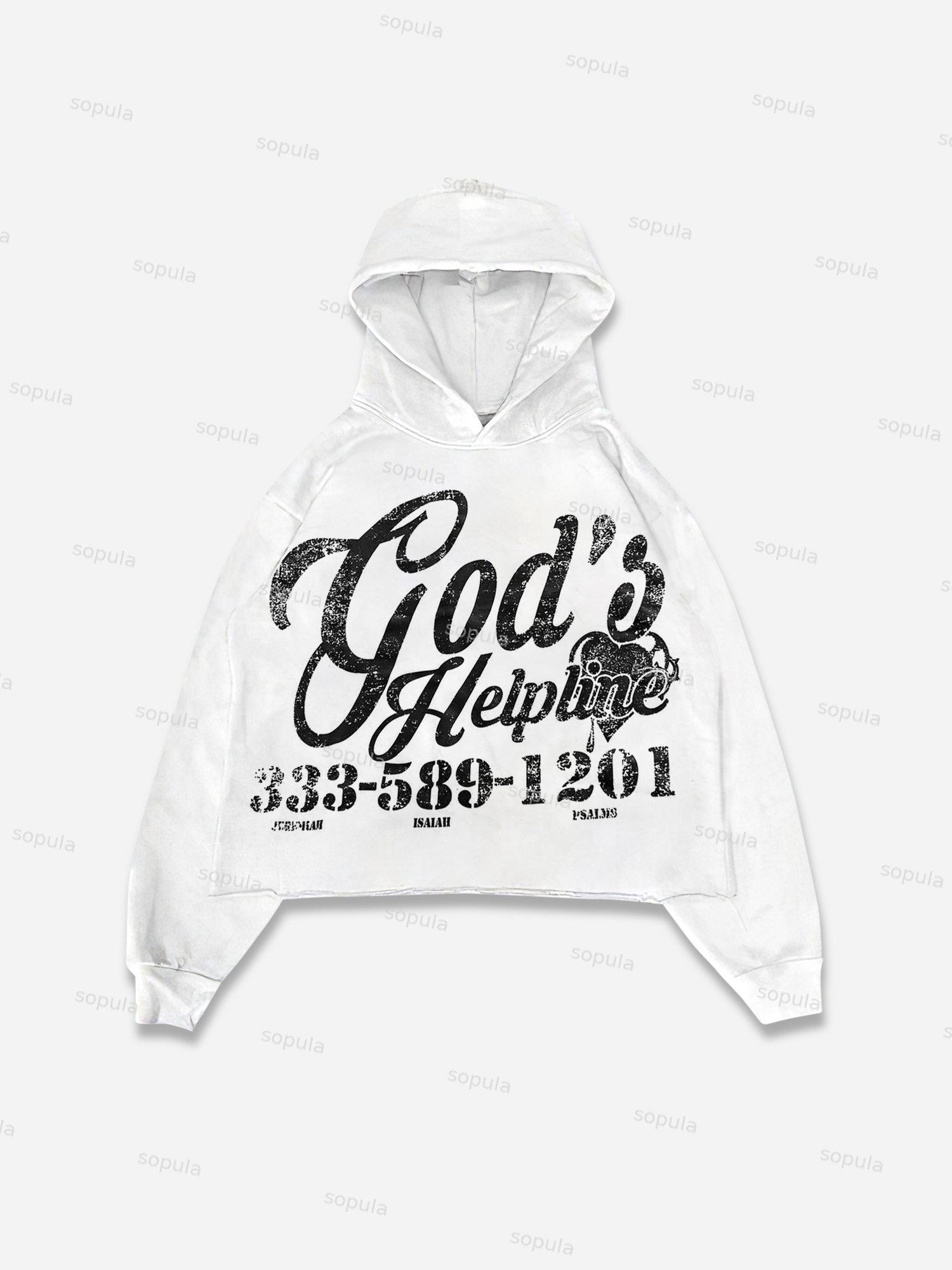 God's Helpline Faith Graphic Cropped Hoodie Product Image