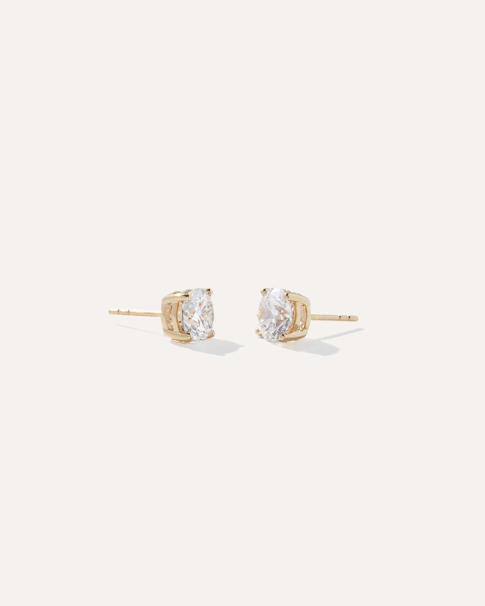 Quince | Women's 14K Gold Lab Grown Diamond Four-Prong Solitaire Studs Product Image