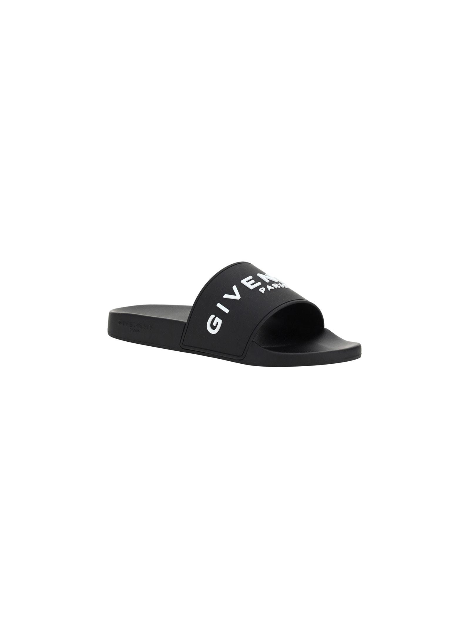 Black Logo-Print Pool Slides Product Image