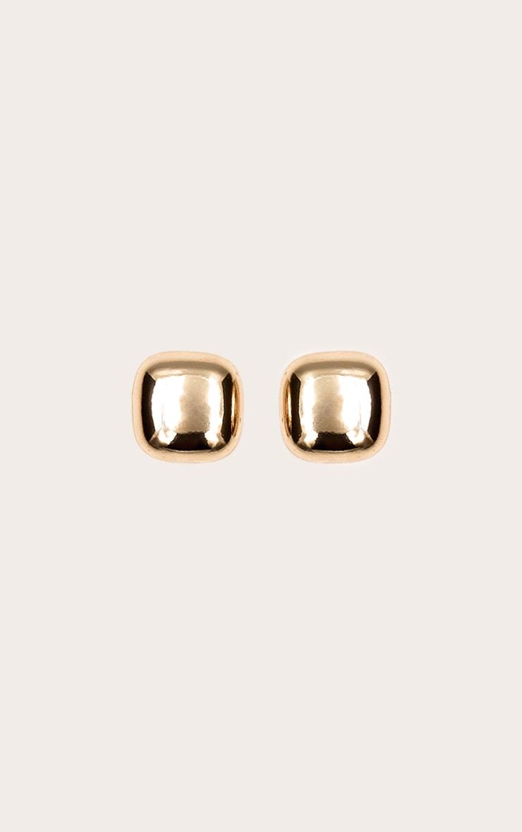 Gold Mini Square Chunky Stud Earrings Product Image