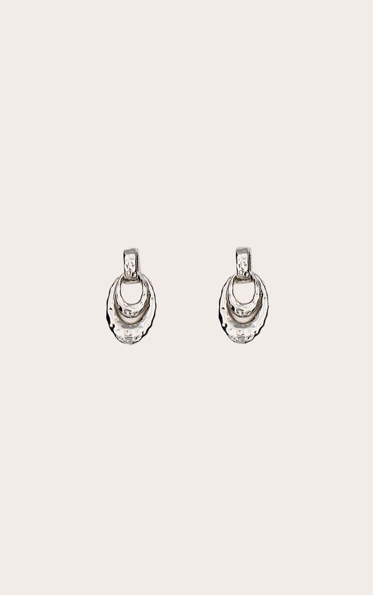 Silver Crinkle Double Hoop Stud Earring Product Image