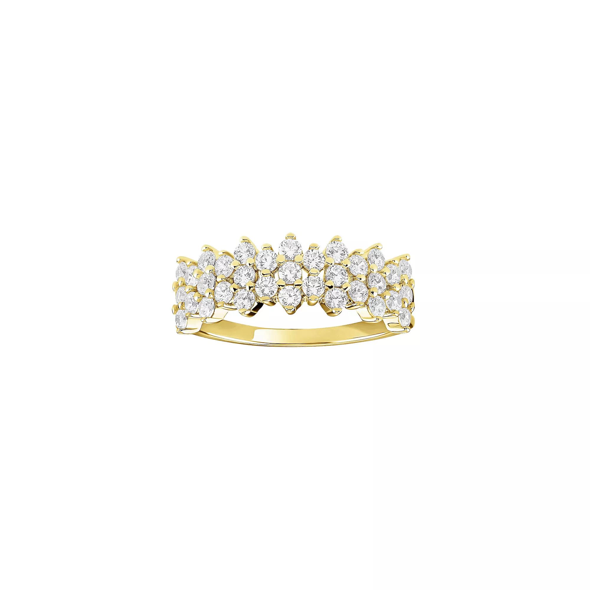 PRIMROSE Sterling Silver Cubic Zirconia Cluster Band Ring, Womens Gold Tone Product Image