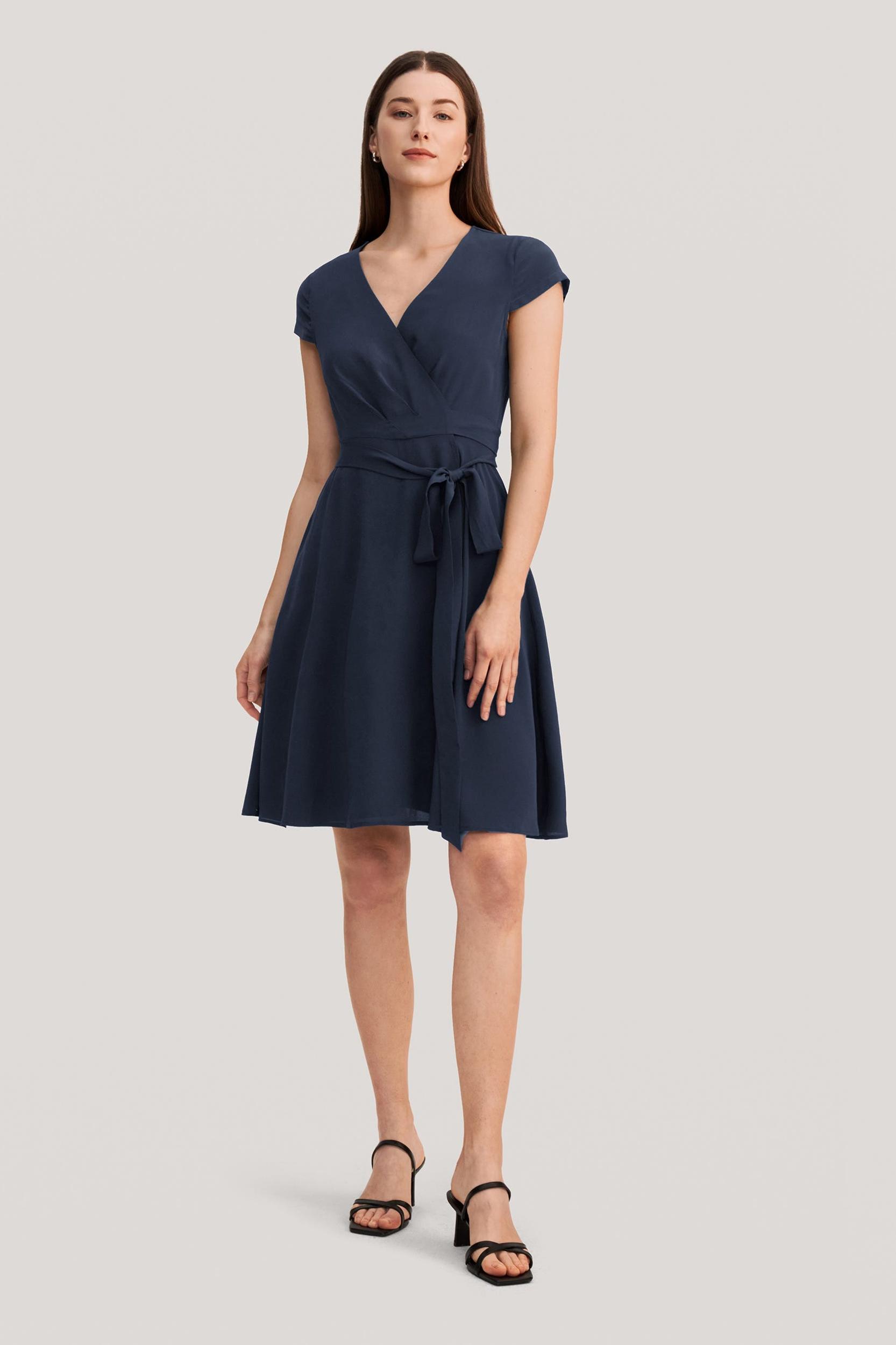 Figure Flattering Silk Wrap Dress Product Image