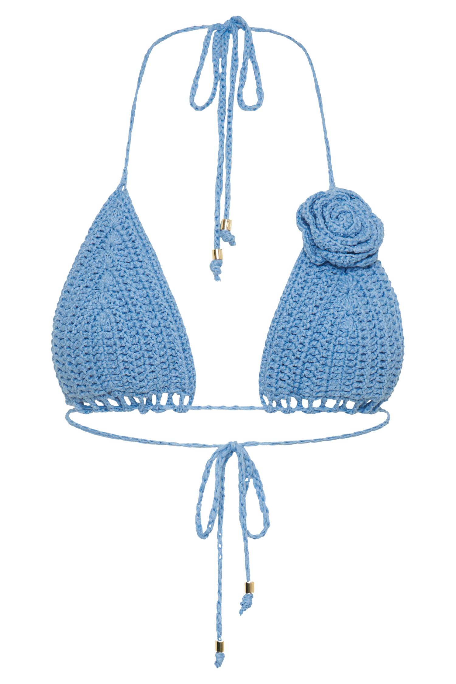 Verali Rose Crochet Bikini Top - Cornflower Blue Product Image