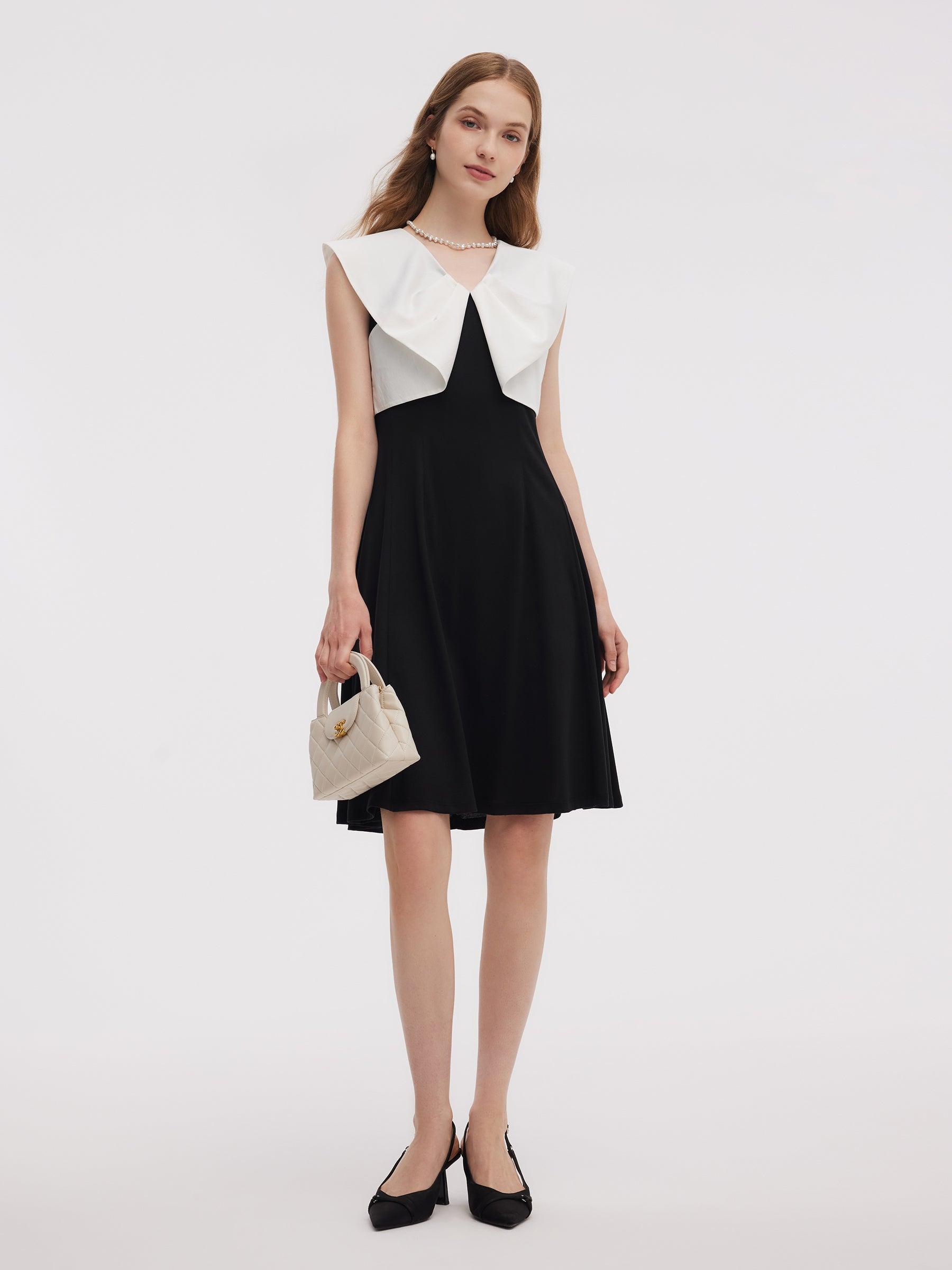 Color Block V-Neck Women Knit Mini Dress Product Image