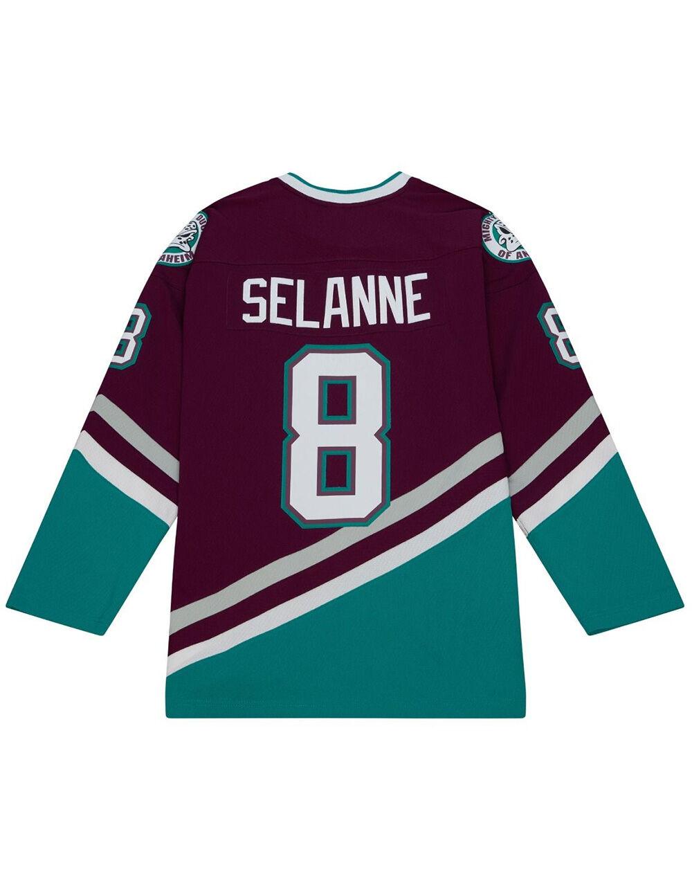 MITCHELL & NESS Blue Line Teemu Selanne Anaheim Ducks Dark 1996 Mens Hockey Jersey - PURPLE Product Image