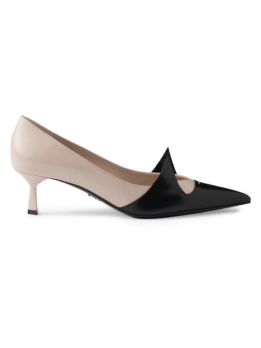 Womens Two-Tone Brushed Leather Pumps Product Image