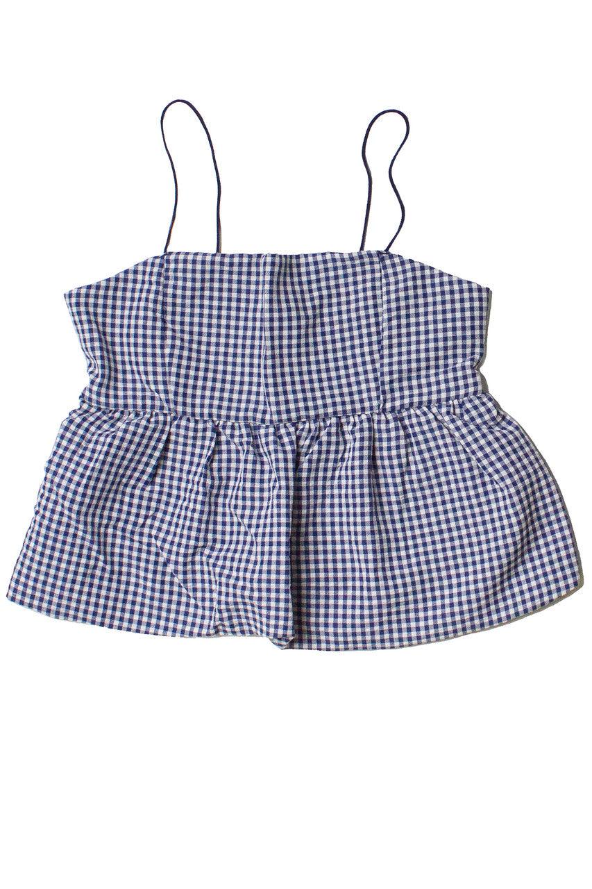 Gingham Peplum Bubble Hem Tank Top Product Image