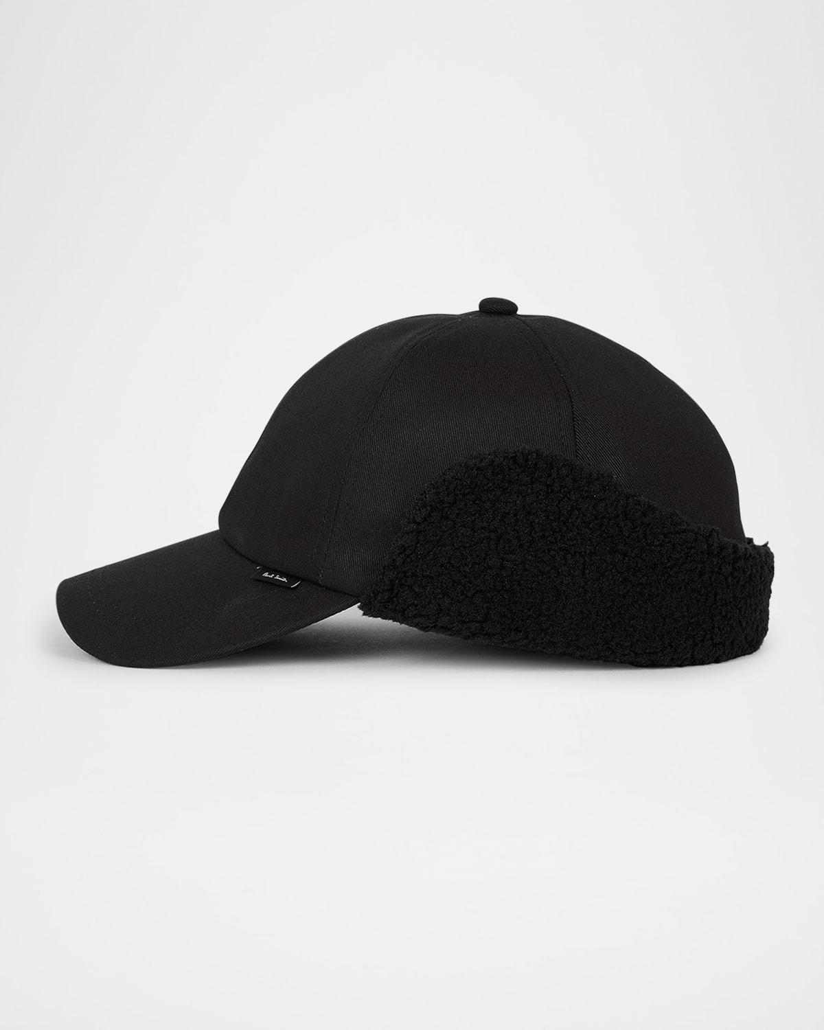 Mens Faux Shearling Ear Flap Baseball Cap Product Image