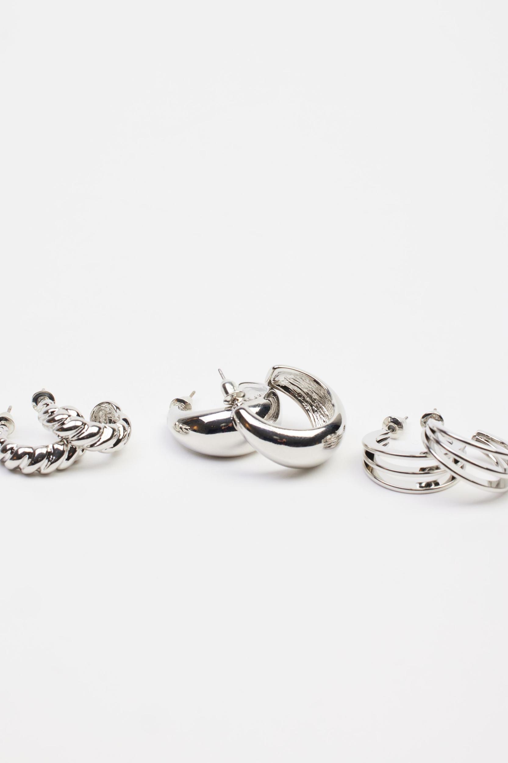 3 Pack Textured Hoop Earrings Product Image