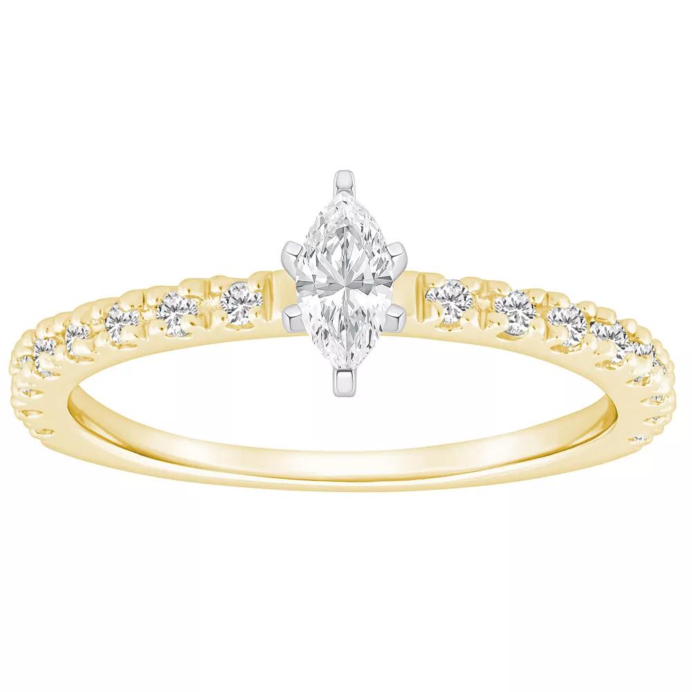 Alyson Layne 14k Gold 1/2 Carat T.W. Diamond Marquise-Cut Embellished Band Engagement Ring, Women's, Size: 9.50, 14k Two Tone Rose Gold Product Image