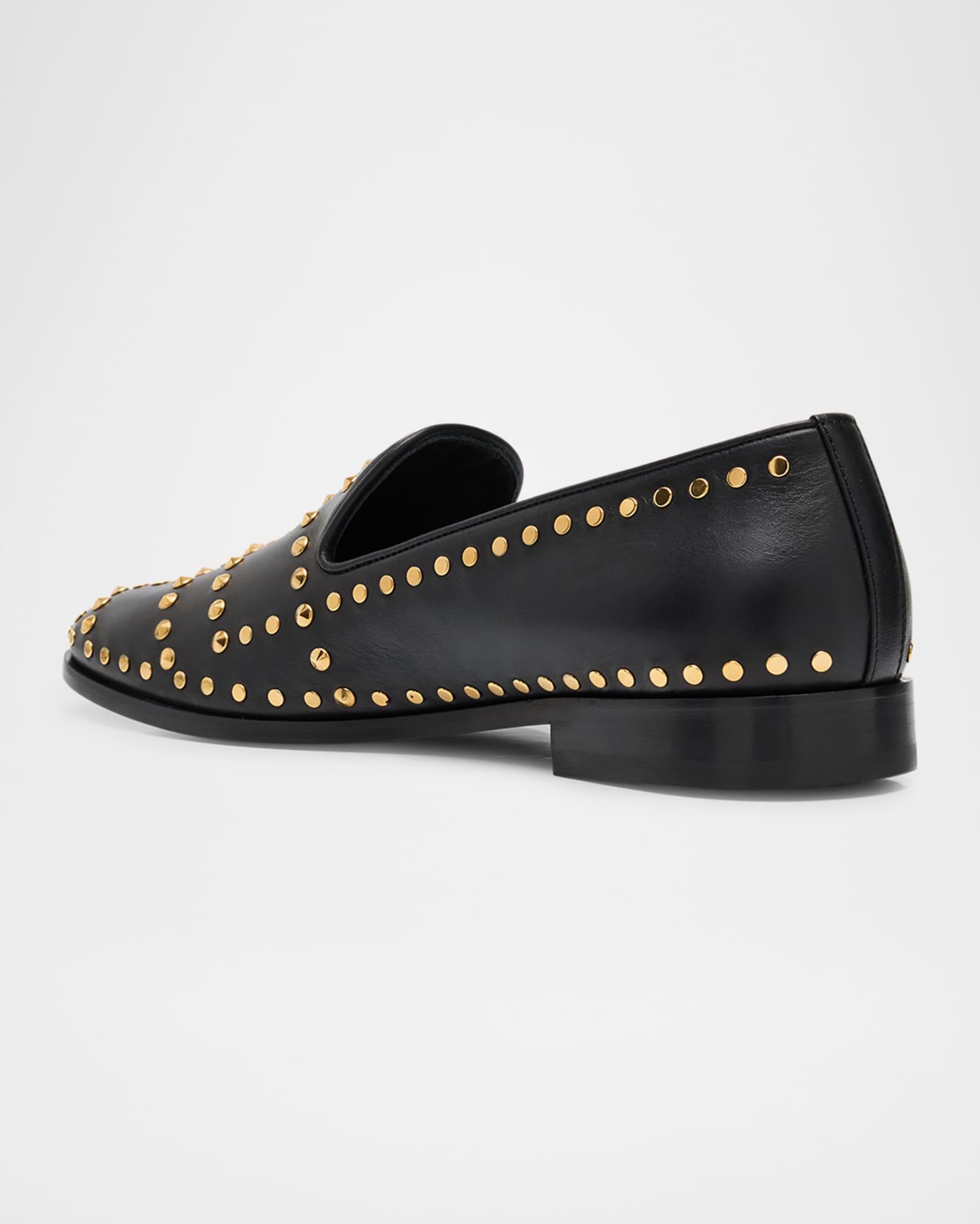 Men's Studded Leather Medusa Smoking Slippers Product Image