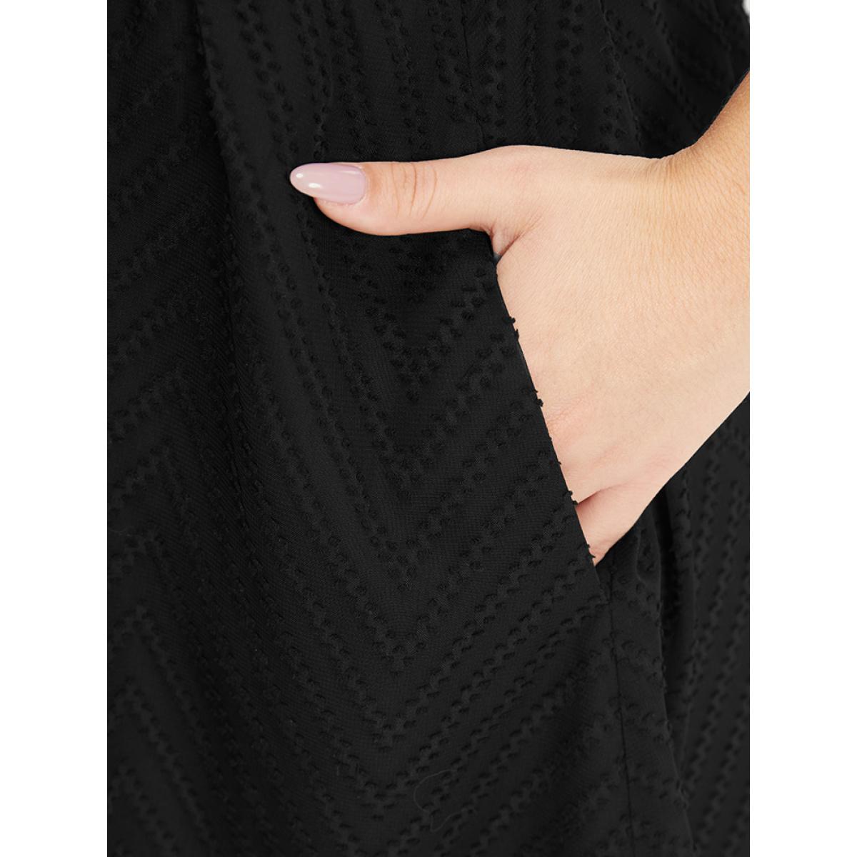 Plus Size Solid Pocket Wrap High Low Hem Tank Dress Black Women Glamour Plain V-neck Sleeveless Curvy Midi Dress BloomChic 26/4X Product Image