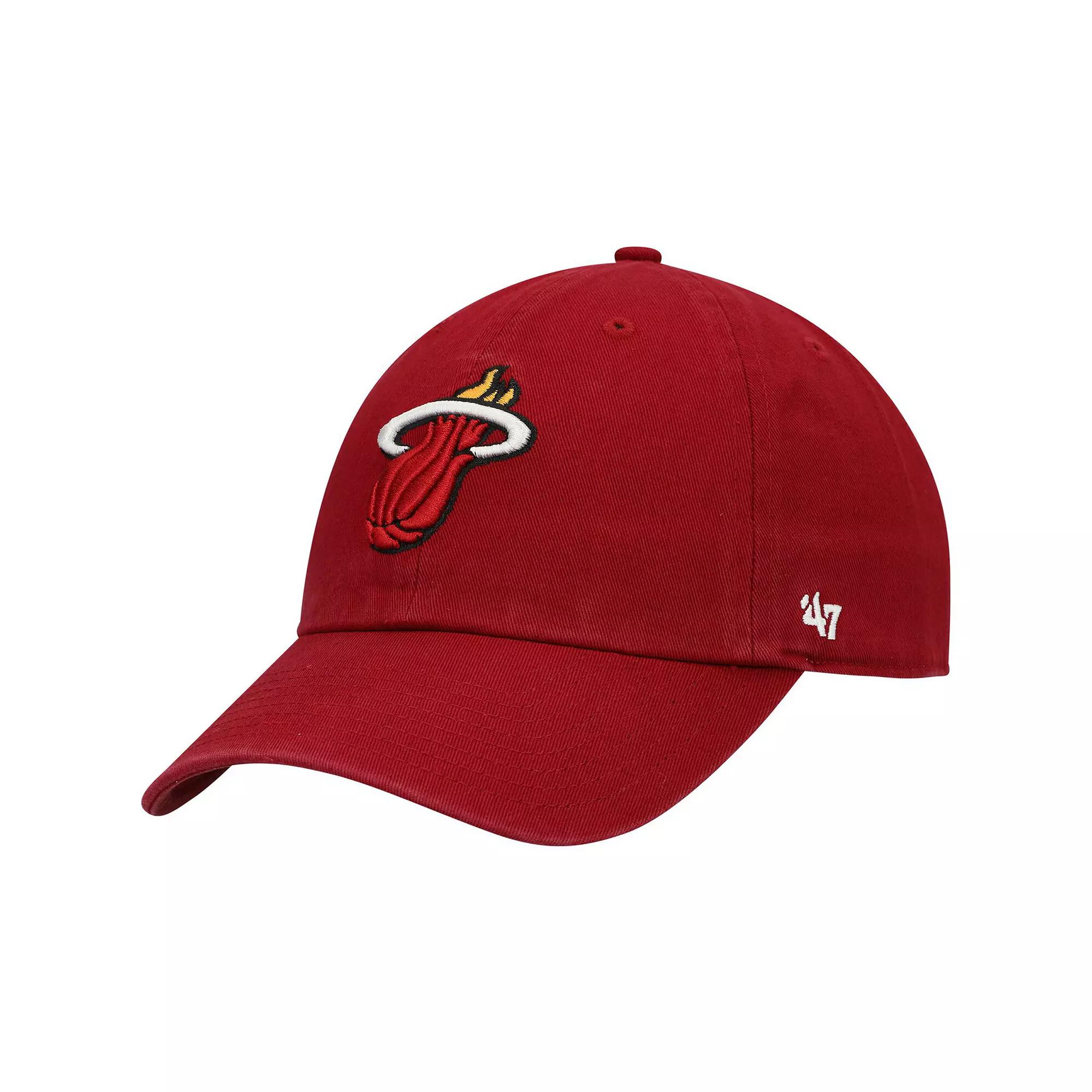 Men's '47 Red Miami Heat Team Clean Up Adjustable Hat Product Image