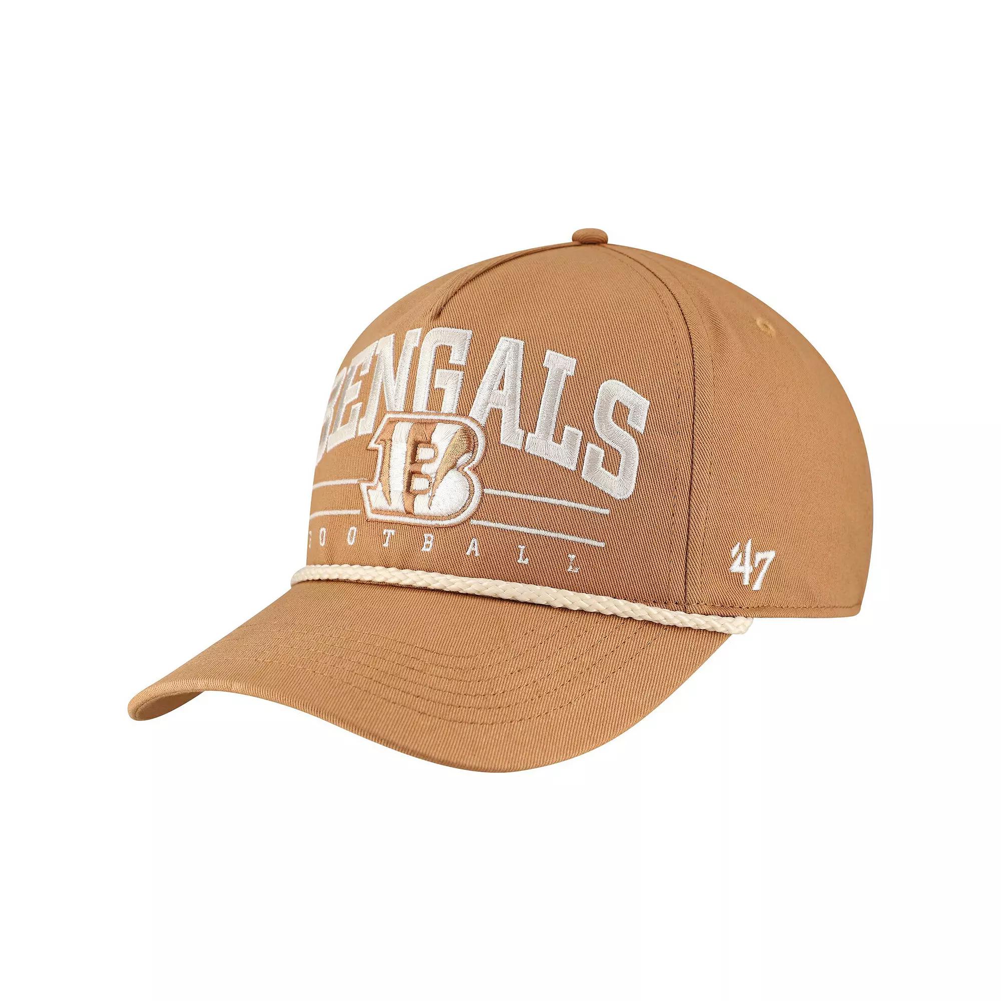 Men's '47 Tan Cincinnati Bengals Roscoe Rope Hitch Adjustable Hat, Team Product Image