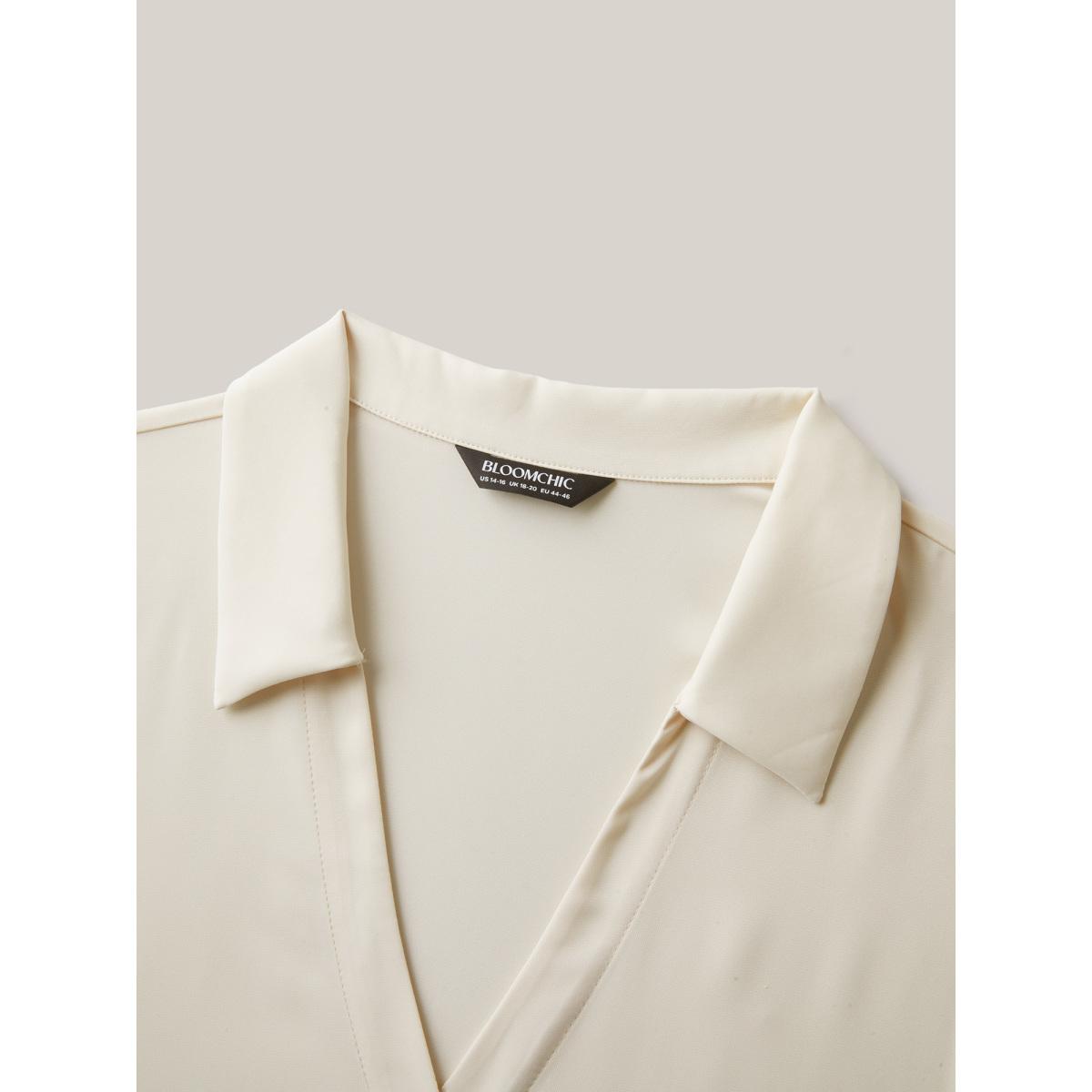 Plus Size Button Placket Collar Tank Top Women Beige Button Shirt collar Work Tank Tops Camis BloomChic 10/M Product Image