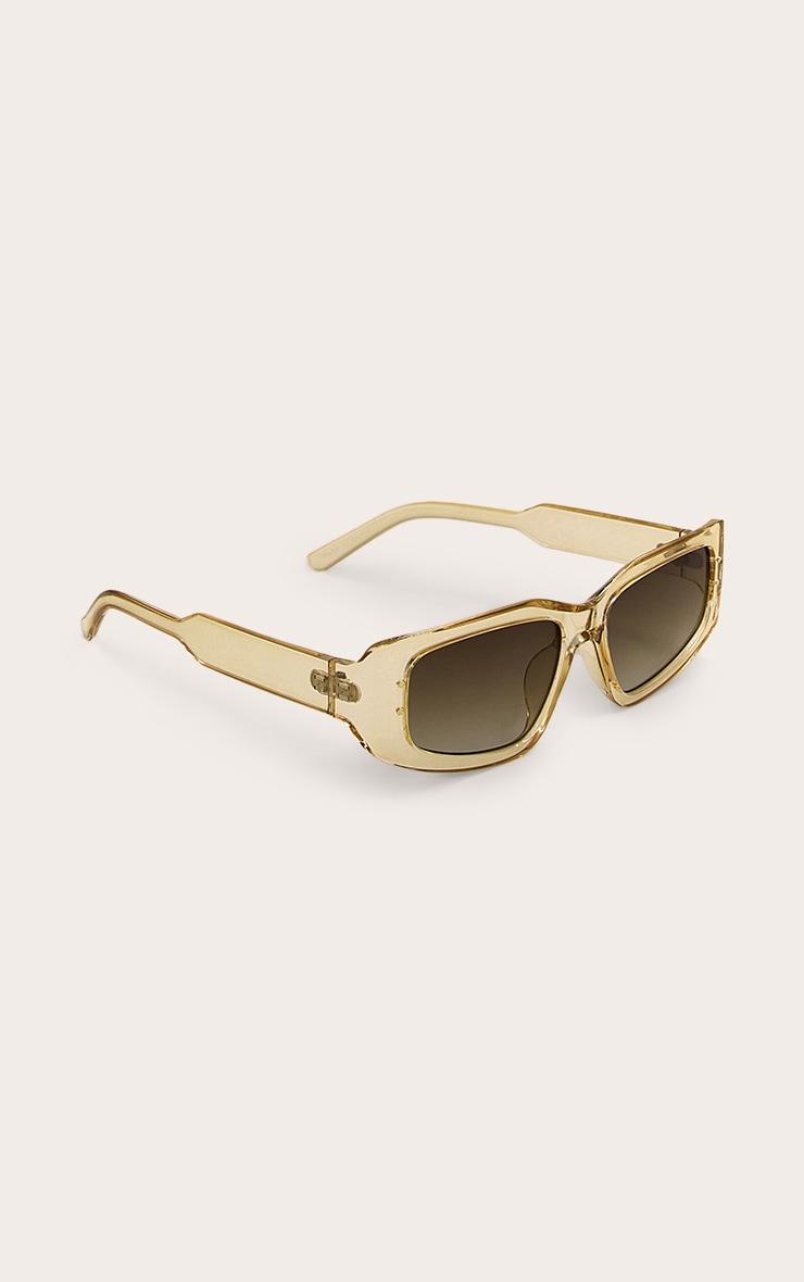 Butter Yellow Crystal Square Angled Sunglasses Product Image