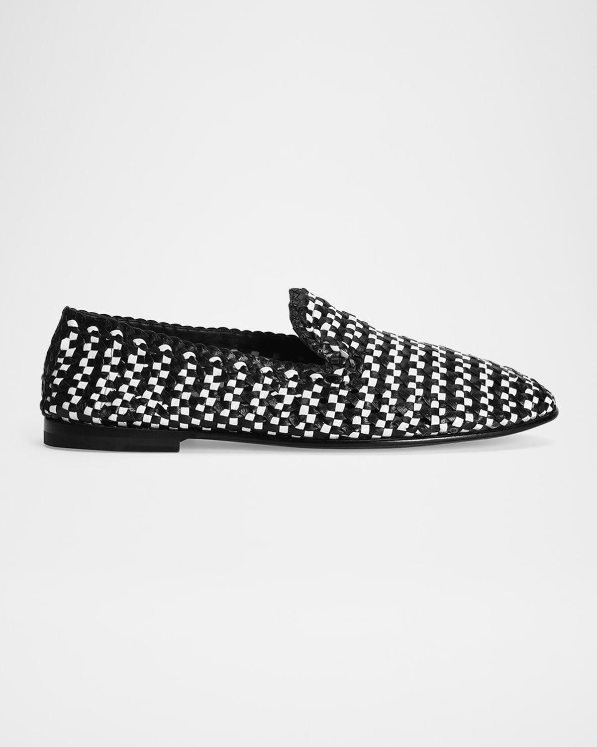 Men's Woven Leather Slippers Product Image