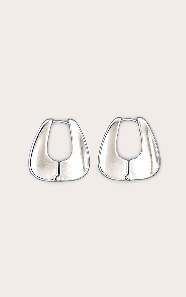 Silver Chunky Clasp Hoop Earrings Product Image