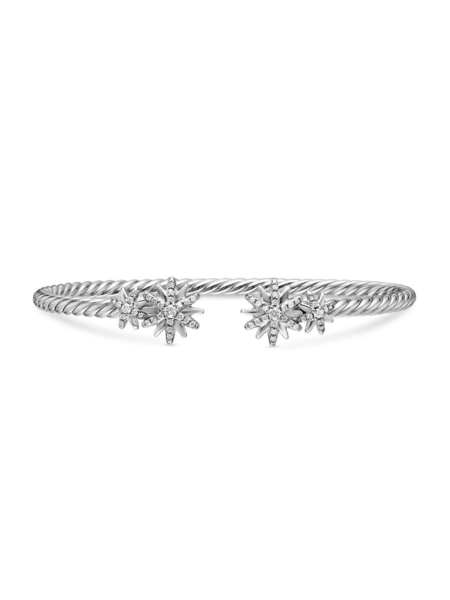 Womens Starburst Cable Bracelet in Sterling Silver Product Image