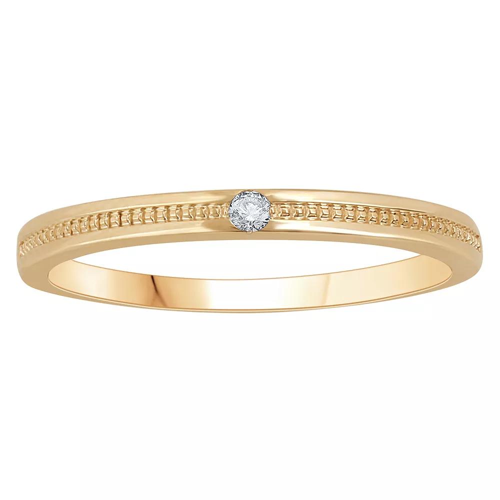 10k Gold Diamond Accent Single Stone Textured Stackable Ring, Women's, Size: 7 Product Image