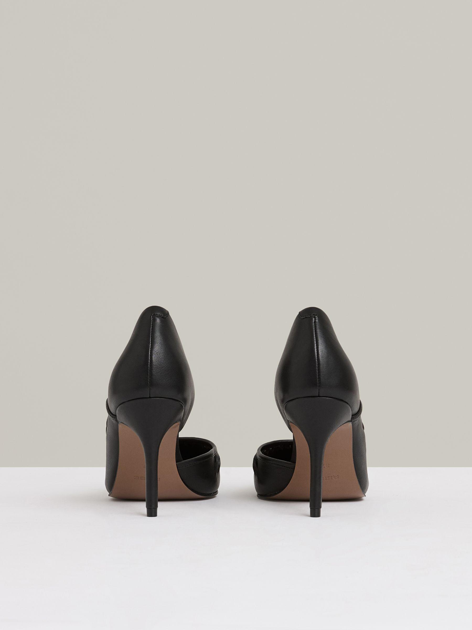 Leather Twist Detail Court Shoes in Black Product Image