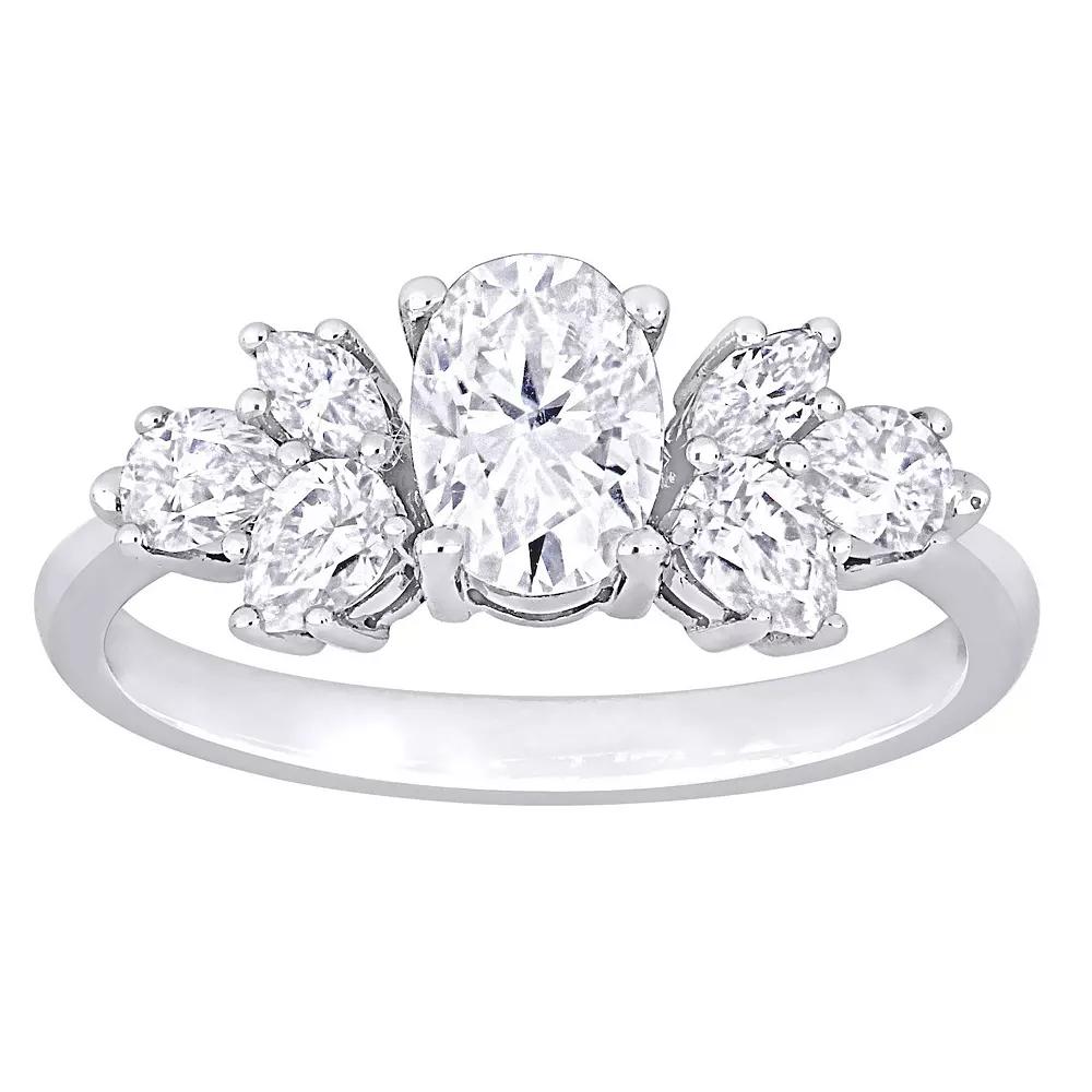 Stella Grace 10k White Gold Lab-Created Moissanite Cluster Engagement Ring, Women's,  Product Image