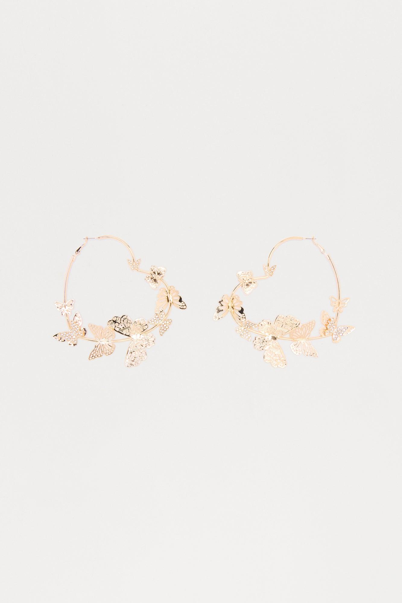 Winged Romance Hoop Earrings - Gold Female Product Image