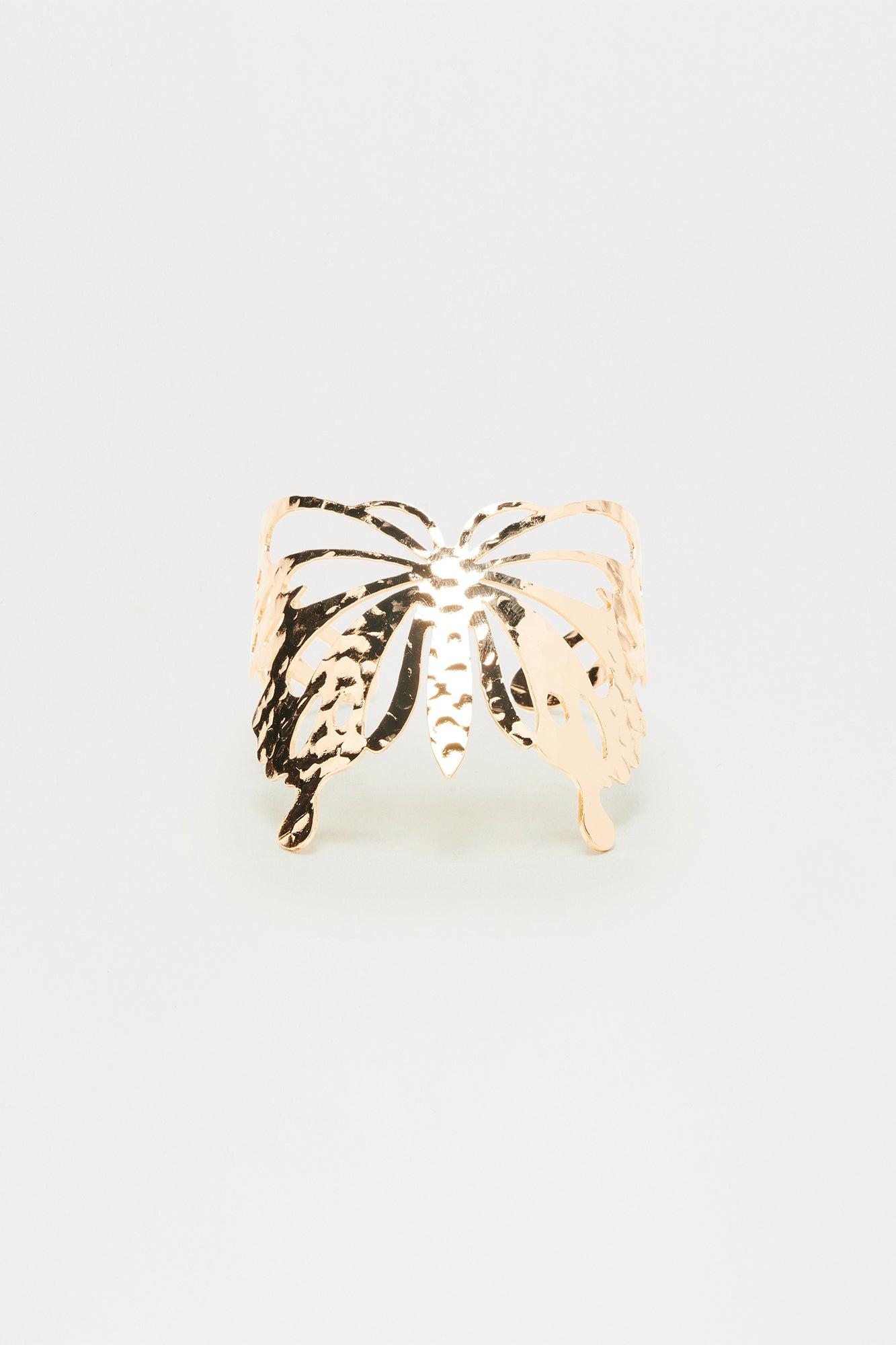 3D Butterfly Cuff Bracelet - Gold Female Product Image