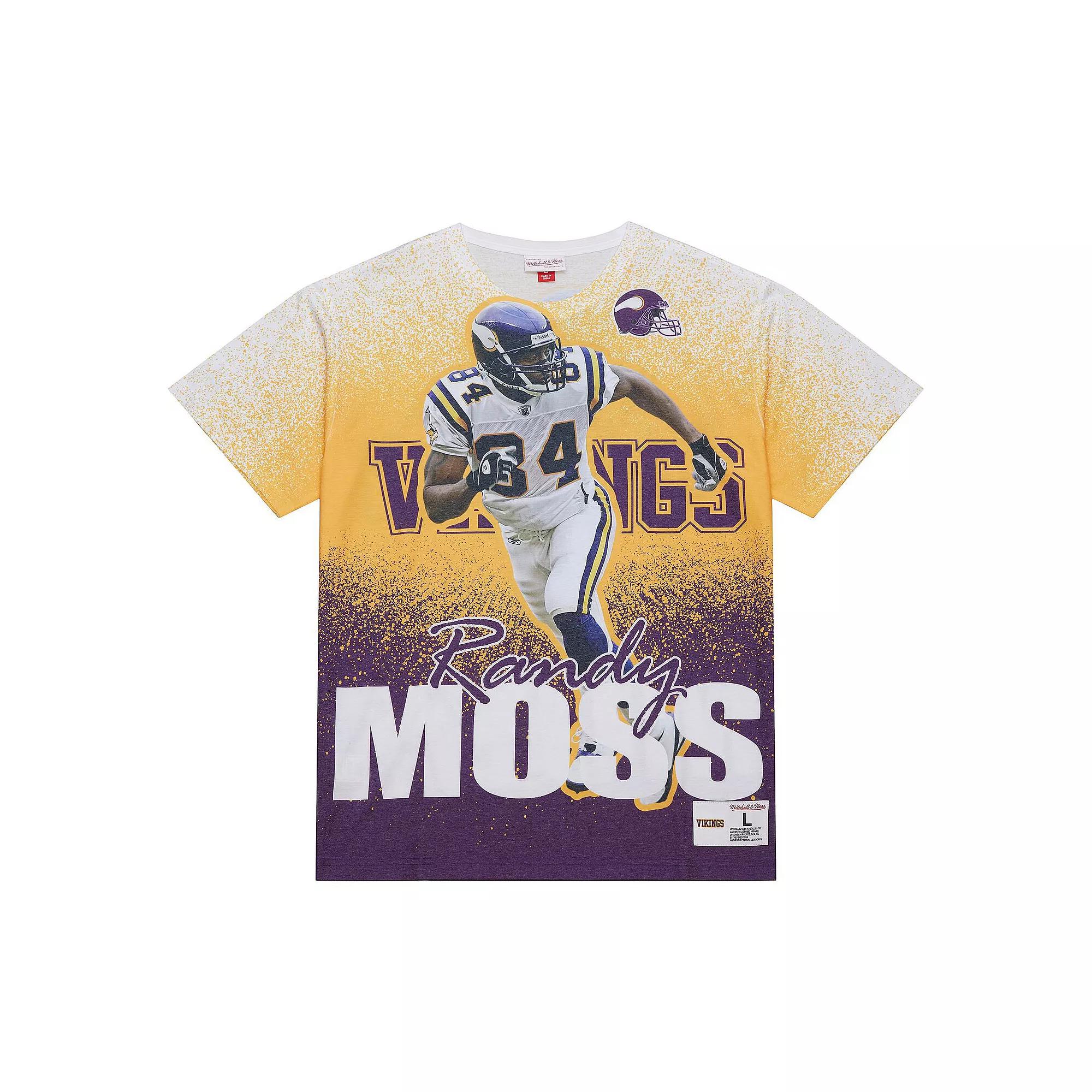 Men's Mitchell & Ness Randy Moss Gray Minnesota Vikings Burst Retired Player T-Shirt,  Product Image