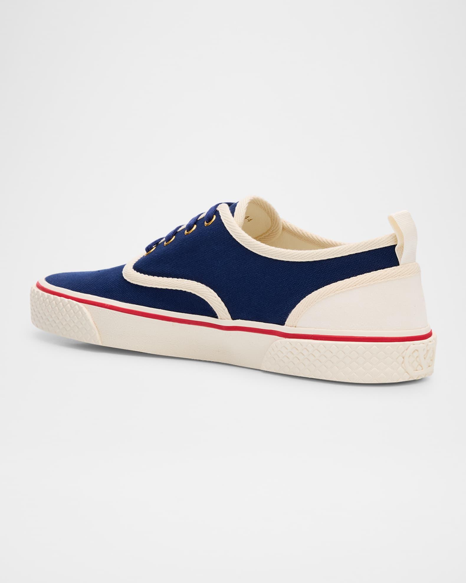 Men's Nojoke Canvas Leather VLogo Low-Top Sneakers Product Image