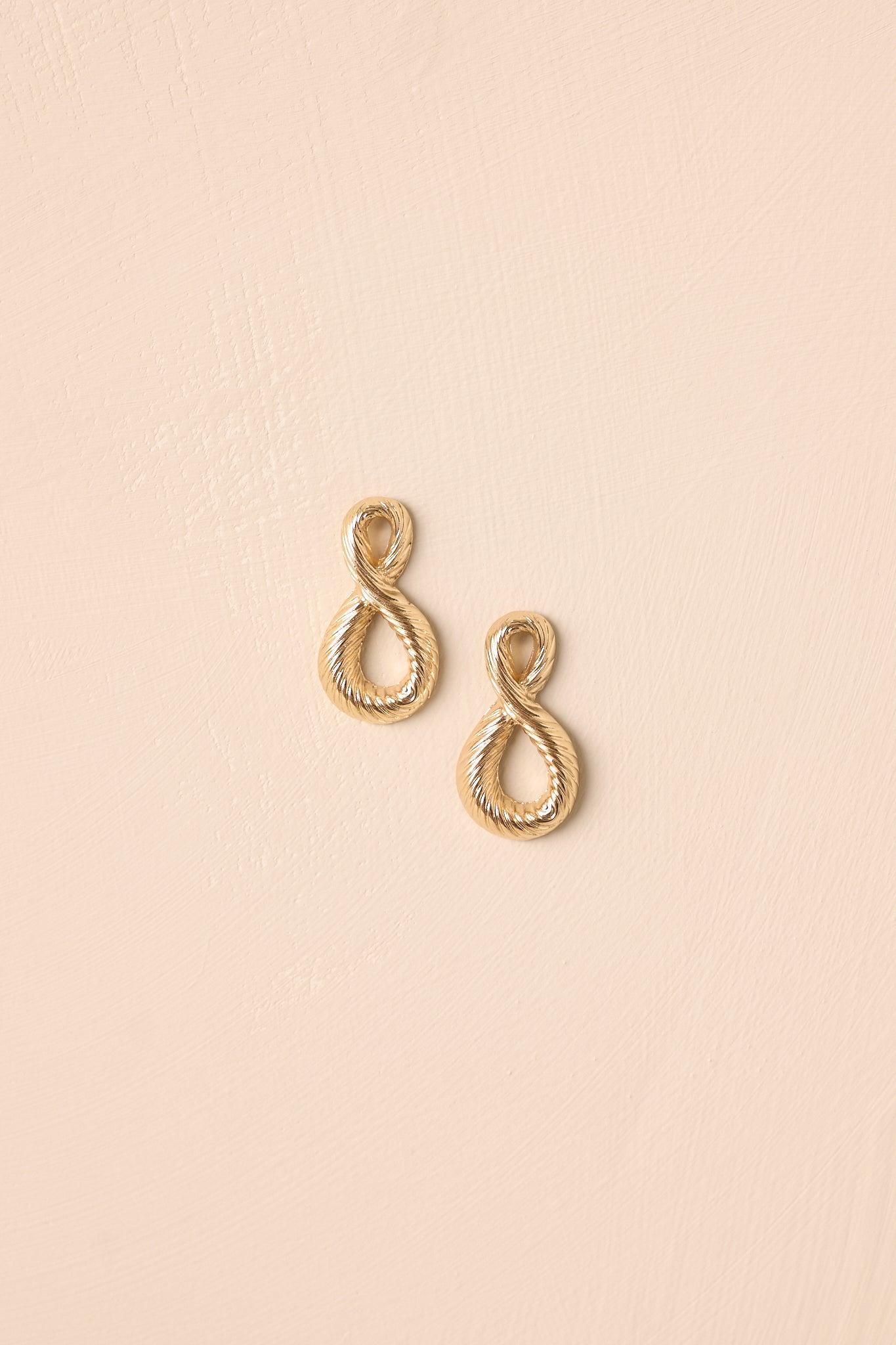 Pretty Comes Easy Gold Twisted Abstract Earrings Product Image