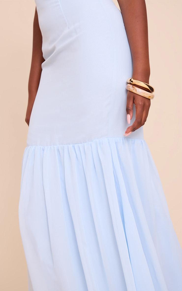 Light Blue Chiffon Bandeau Frill Detail Maxi Dress Product Image