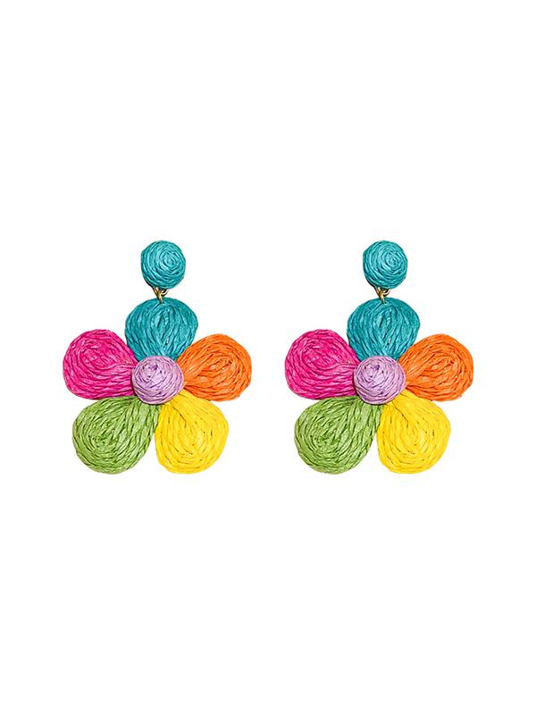 Colorful Flower Shape Drop Earrings Product Image