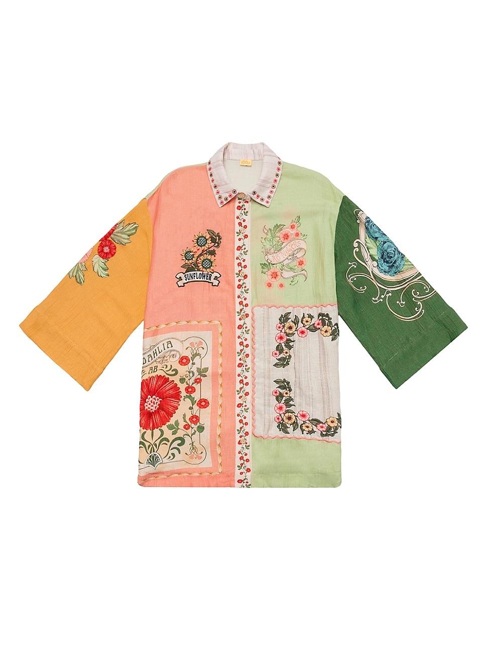 Womens Riveria Radiance Chrissy Harvest Floral Cotton-Blend Shirt Product Image