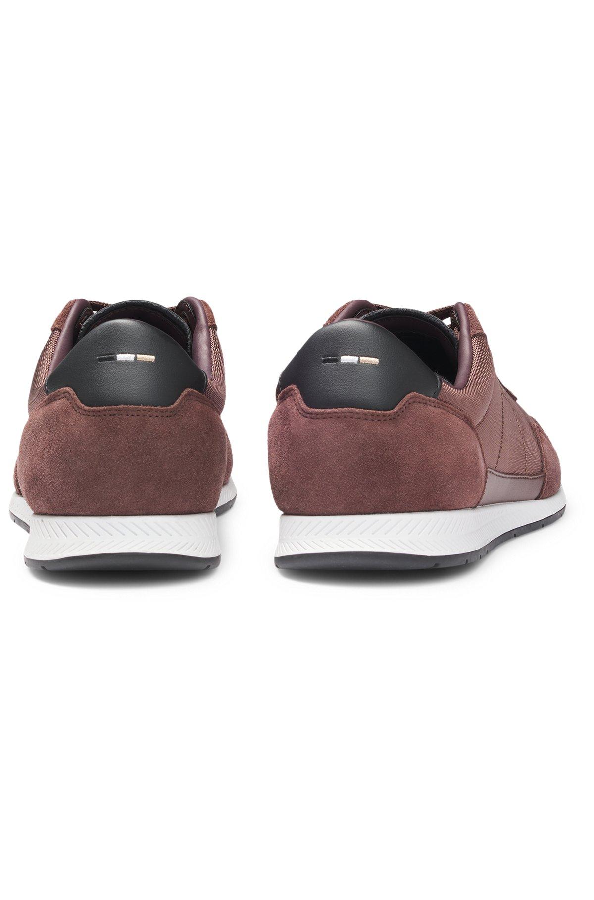 Mixed-material lace-up trainers with suede trims Product Image