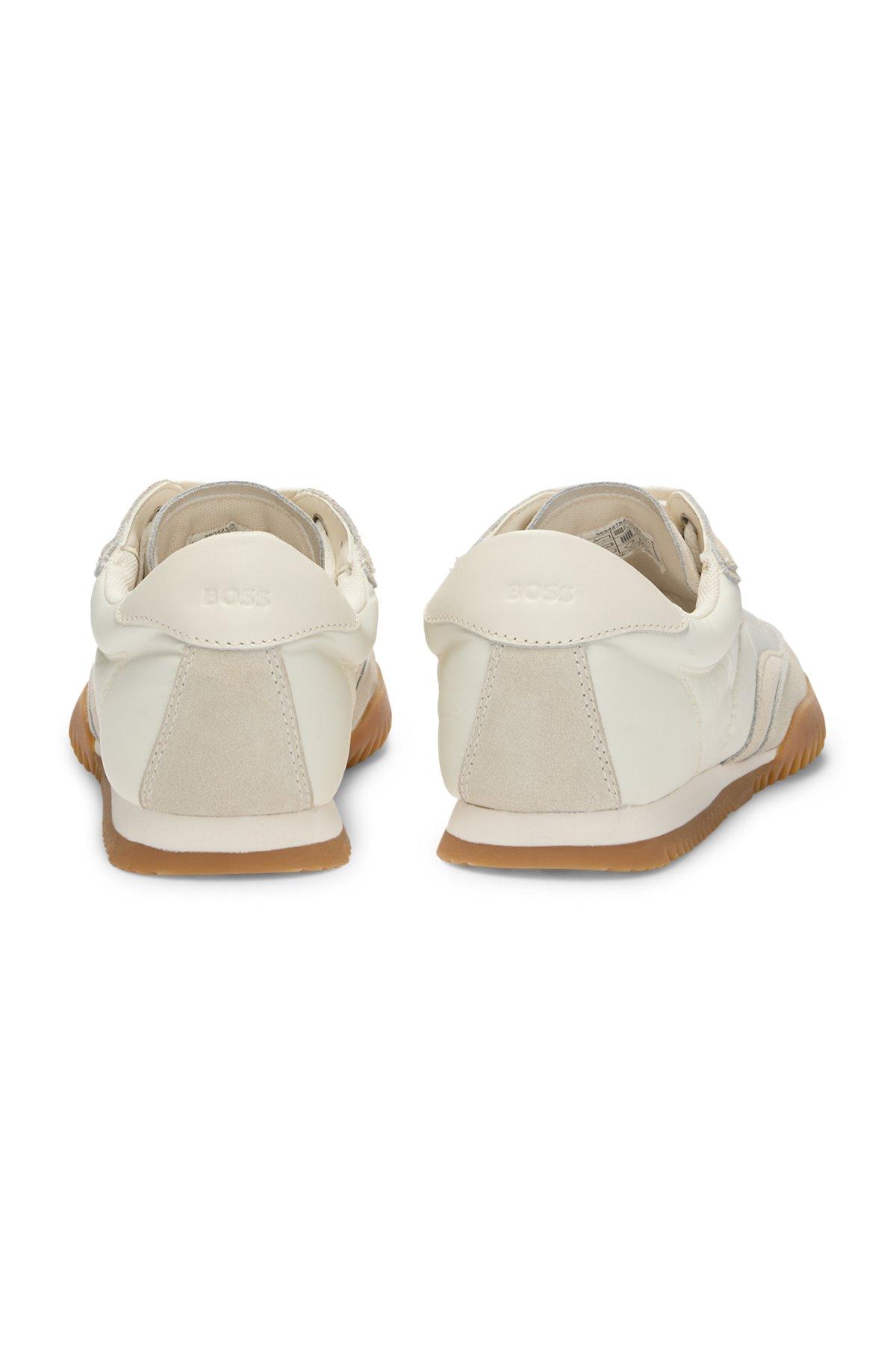BOSS - Low-top trainers in fabric and suede - White Product Image