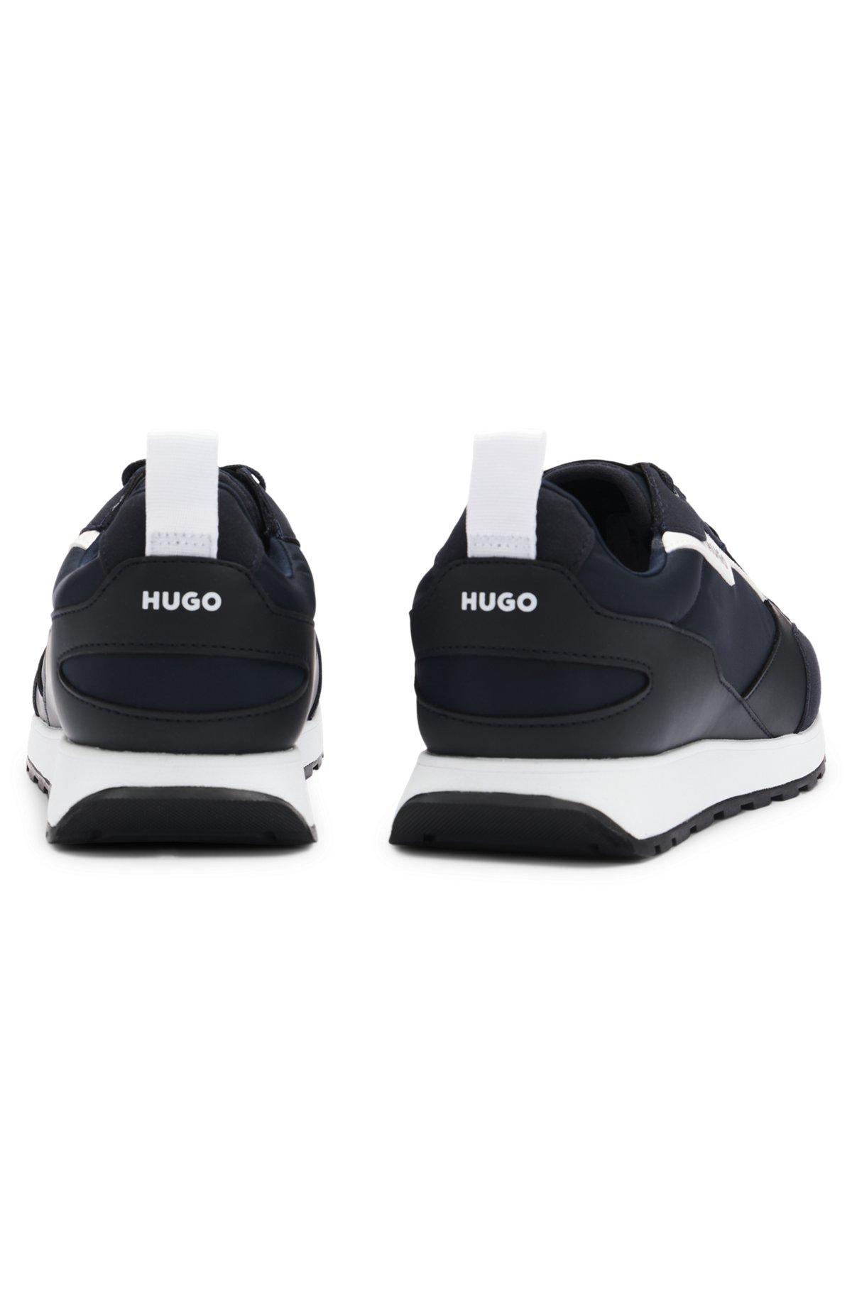 HUGO - Mixed-material trainers with branded accents - Dark Blue Product Image