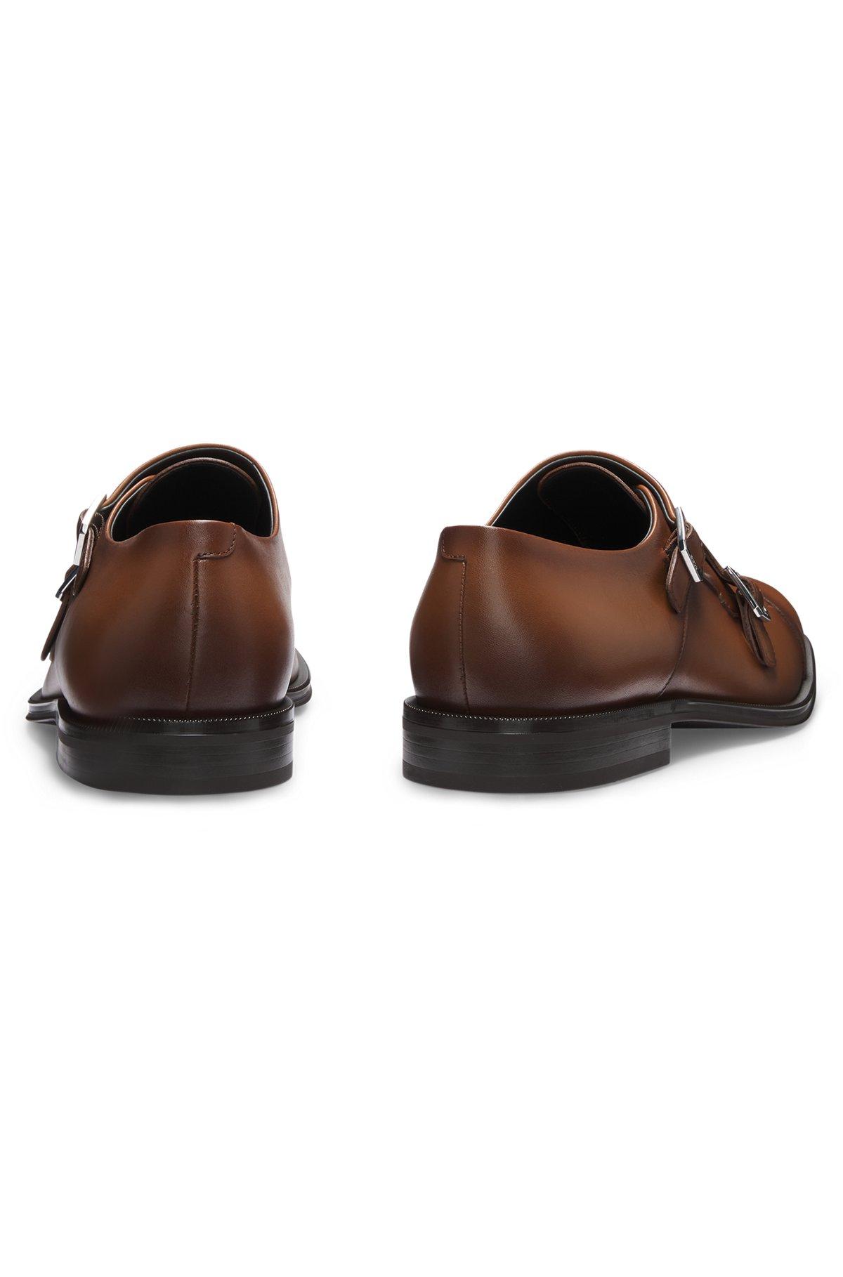 Leather double-monk shoes with cap toe Product Image