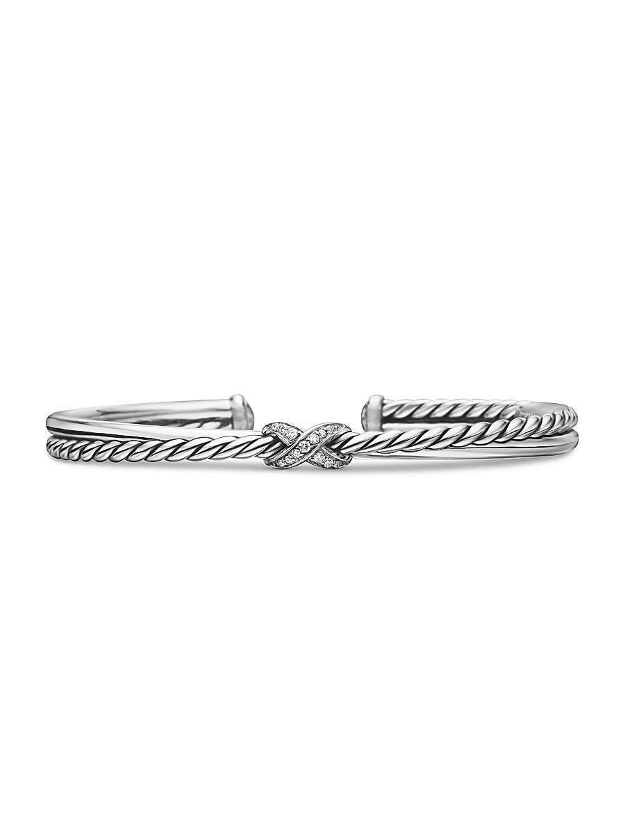 David Yurman Sterling Petite X Diamond Cuff Bracelet Product Image