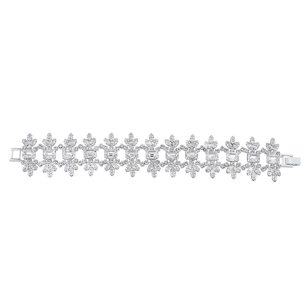 Vieste Simulated Crystal Open Lace Bracelet, Women's, Silver Tone Product Image